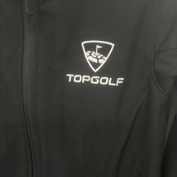 Top Golf Jacket Womens Large Soft Shell Black White Full Zip High Performance - Picture 2 of 6